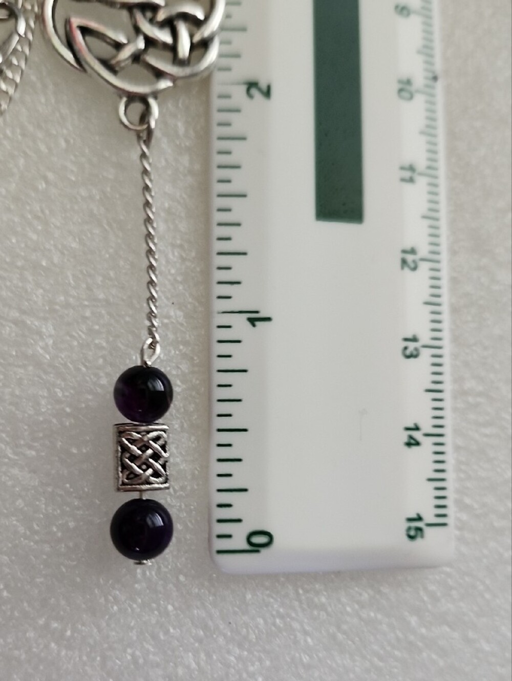 Hand Crafted Silver Celtic Knot Necklace with Purple Beads - Picture 4 of 10